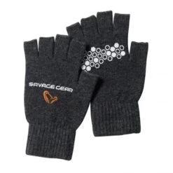 Savage Gear Gants Tricotés Demi-doigts Gris Foncé Chiné